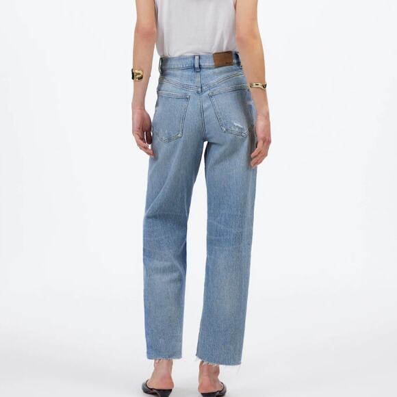 Madewell Petite Perfect Vintage Wide Leg Crop Raw Hem Jeans Hallstead Wash 33P - Picture 2 of 12